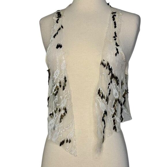 ARROGANT CAT Lace Charm Gold Embellished Jingling Leafs Rave Club Vest Size XS/S - Picture 2 of 12
